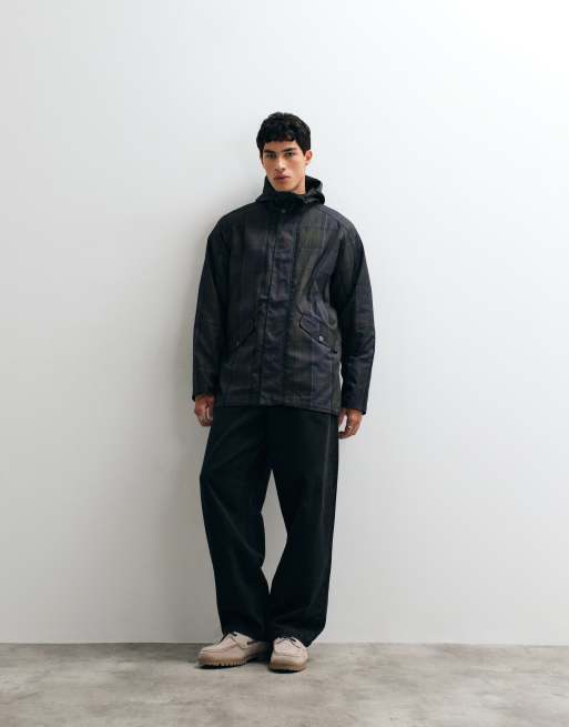 Barbour wasserabweisende karierte Jacke mit Kapuze in Marineblau/Grün, 2 von 5