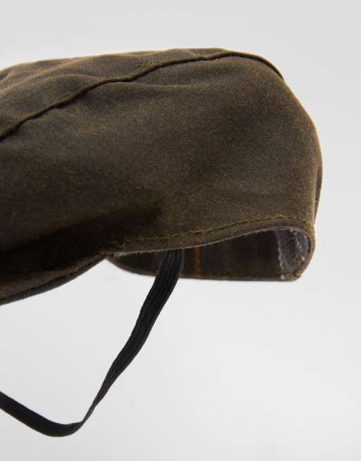 Barbour wax dog flat cap in green, 6 of 6