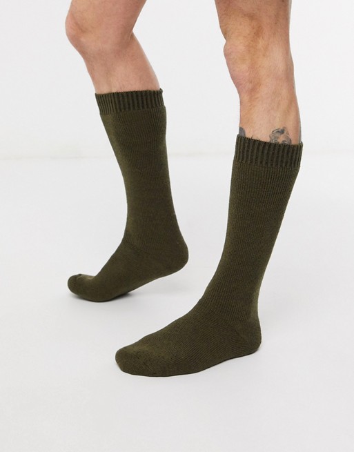 Barbour wellington knee high socks in green