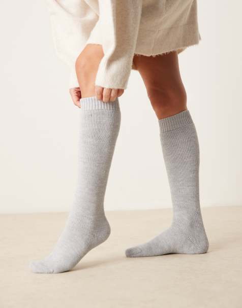 Barbour Wellington knee socks in light grey - view 1