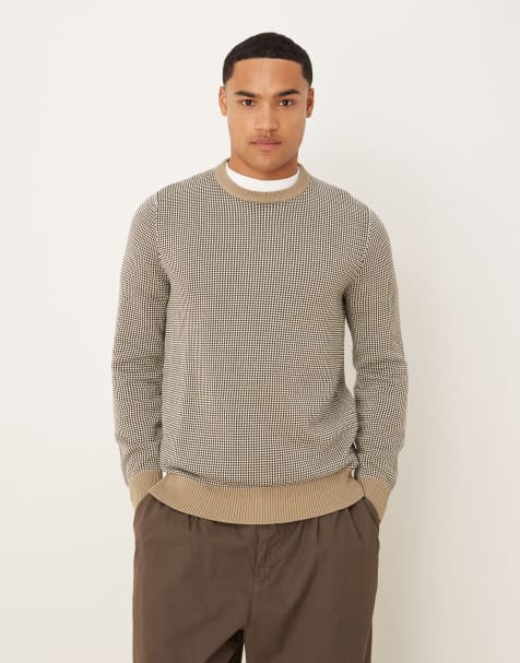 Barbour Wells crew neck sweater in washed stone - STONE - view 1