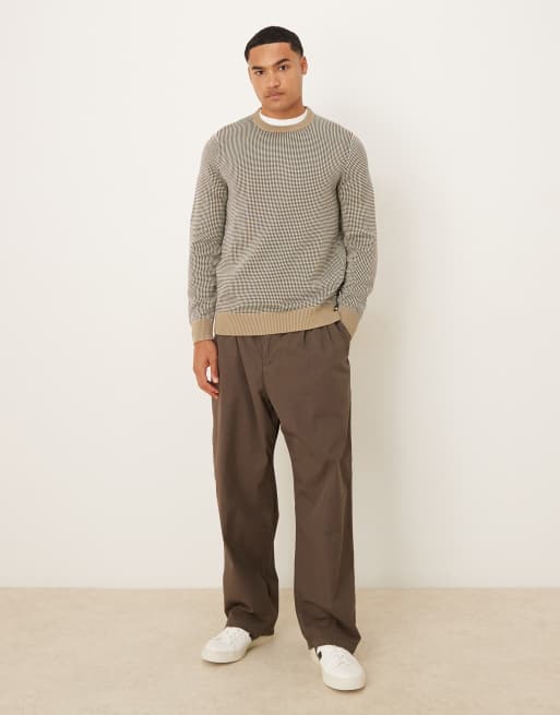 Barbour Wells crew neck sweater in washed stone - STONE, 2 of 5