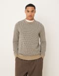 [Barbour] Barbour Wells crew neck sweater in washed stone-Neutral Chest 38 Washed stone
