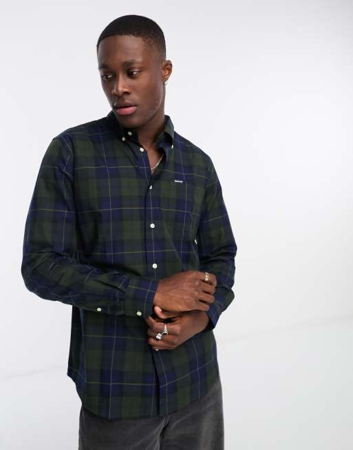 Barbour Wetheram tailored shirt in green and blue check | ASOS