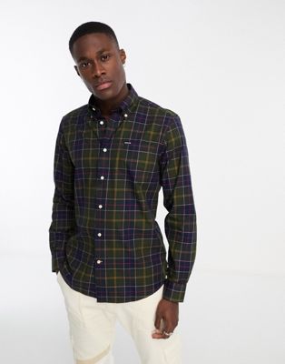 Barbour Wetheram tailored shirt in green check - ASOS Price Checker