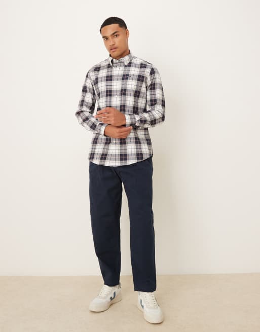 Barbour Wetheram tailored tartan shirt in riverstone tartan - STONE, 2 of 5