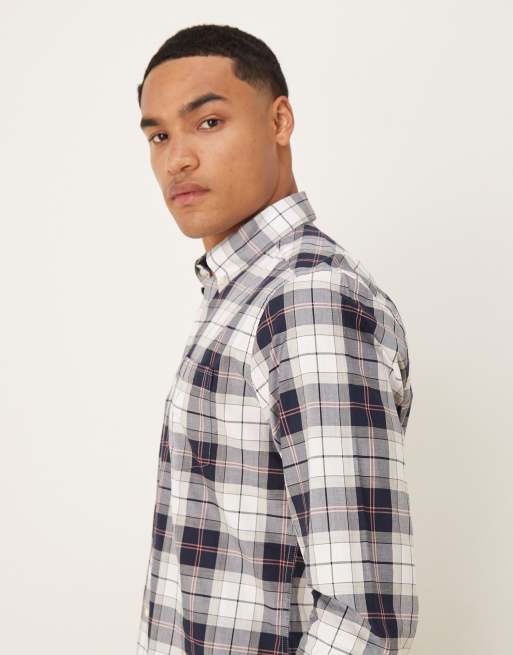 Barbour Wetheram tailored tartan shirt in riverstone tartan - STONE, 3 of 5