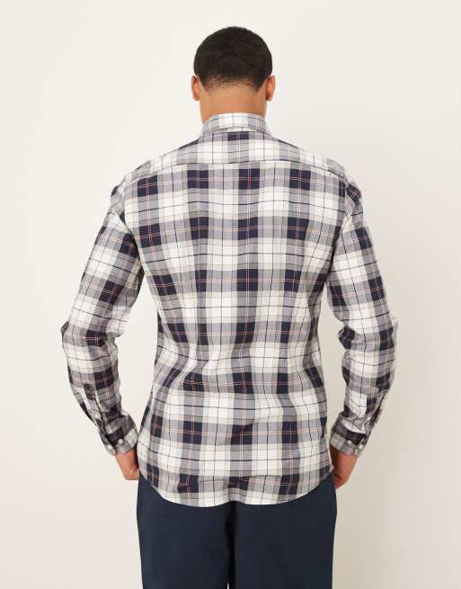 Barbour Wetheram tailored tartan shirt in riverstone tartan - STONE, 4 of 5