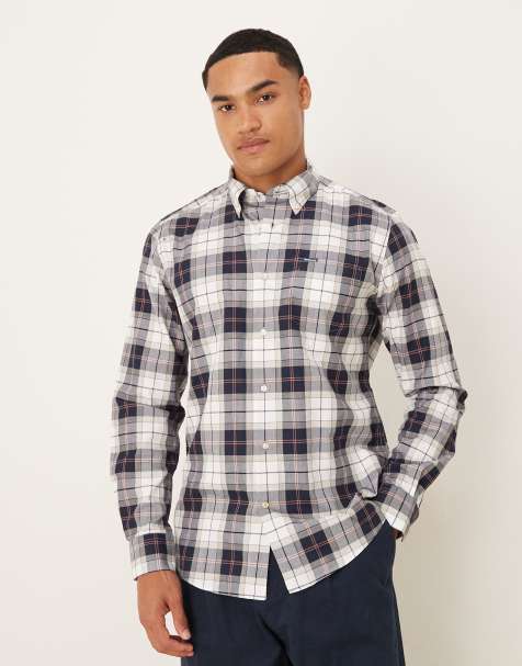 Barbour Wetheram tailored tartan shirt in riverstone tartan - STONE