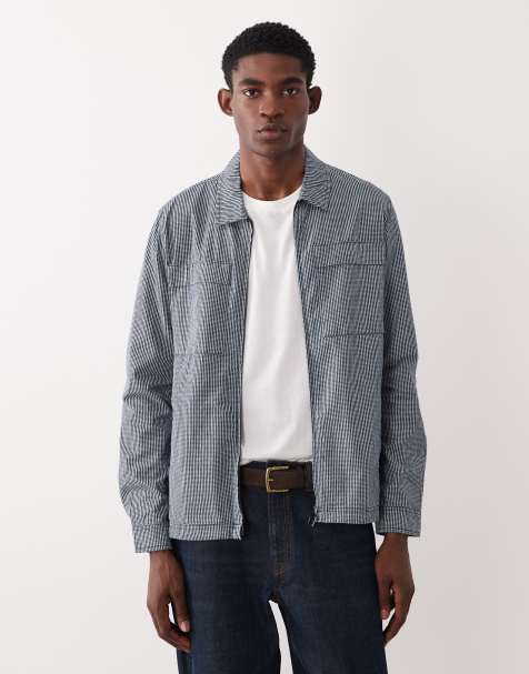 Barbour Willowburn gingham zip through overshirt in navy - view 1