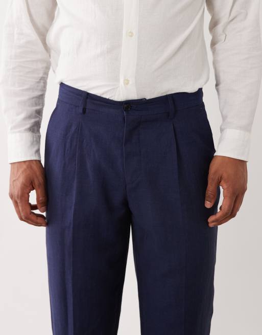 Barbour Willowtree co-ord linen blend trouser in navy, 4 of 5