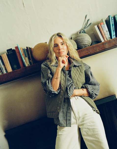 Barbour with Lucy Williams Adaline shirt in dark sand / navy - view 1
