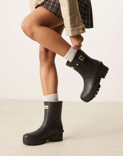 Barbour with Lucy Williams Raelynn wellington boots in black - view 1