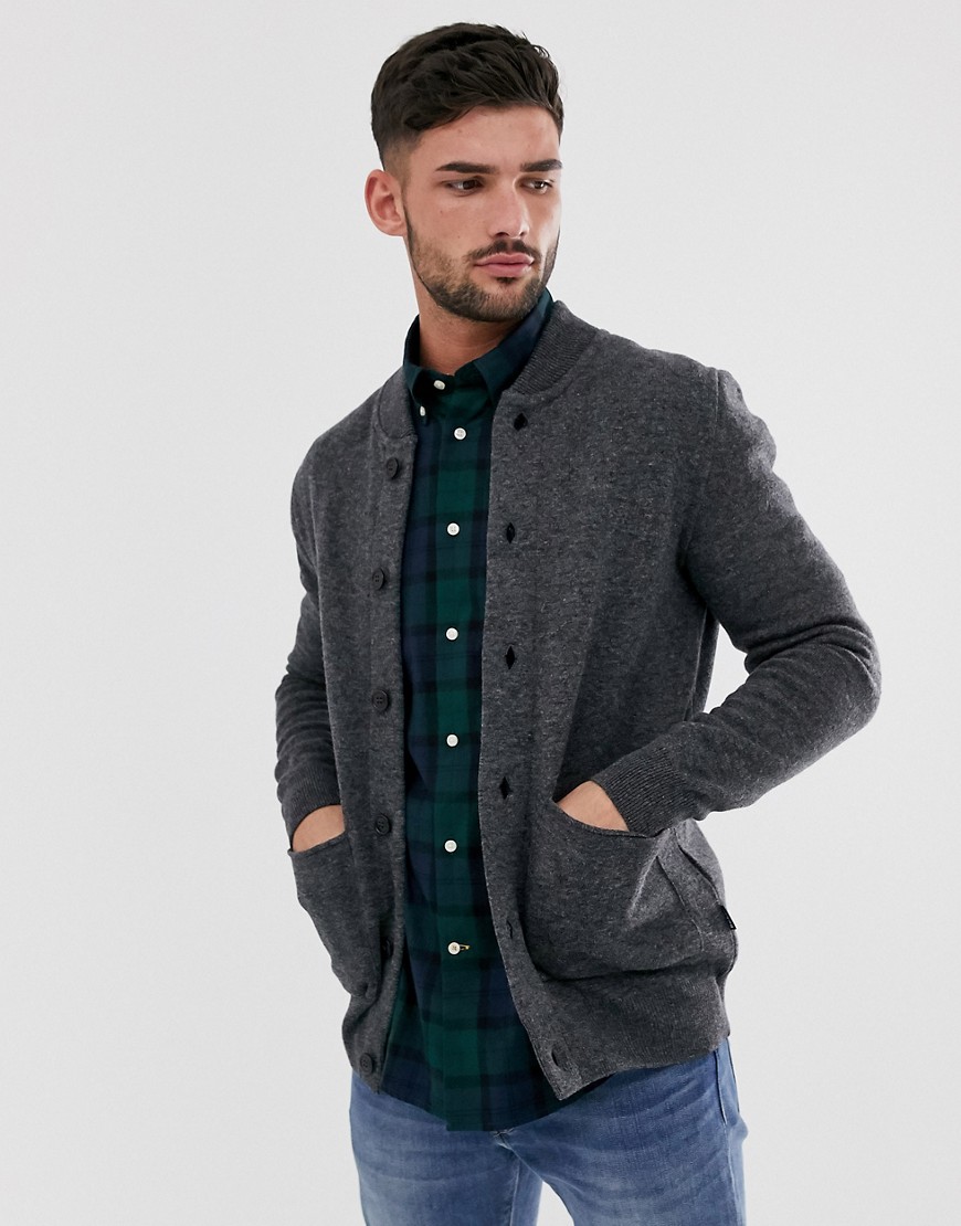 Barbour – Witton – grå strikket jakke med knapper