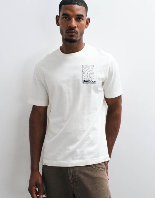 Barbour Woodbine short sleeve relaxed graphic t-shirt with back print in white, 3 of 5