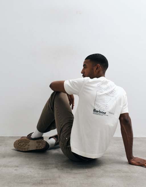 Barbour Woodbine short sleeve relaxed graphic t-shirt with back print in white, 4 of 5