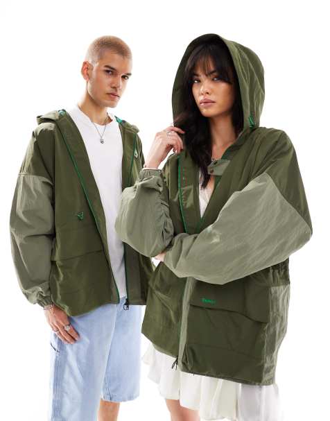 Barbour x ASOS - Acoustic - Regntæt unisex-jakke i grøn - view 1