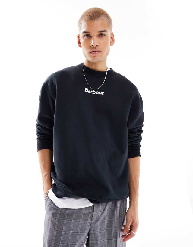 Barbour - x asos avalon oversized sweatshirt in black