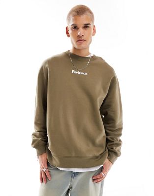 Barbour X Asos Avalon Oversized Sweatshirt In Khaki-green