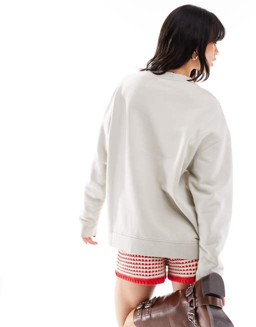 Barbour x ASOS Avalon unisex oversized sweatshirt in stone, 3 of 4