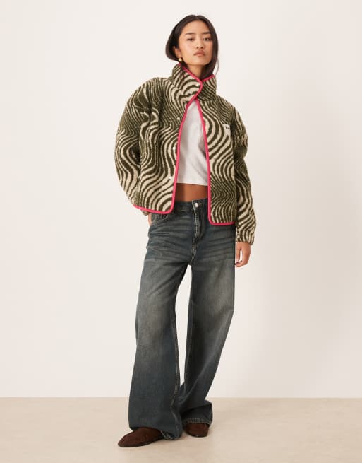 Barbour x ASOS Exclusive animal print fleece jumper in beige , 2 of 4