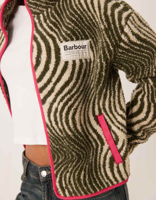 Barbour x ASOS Exclusive animal print fleece jumper in beige , 3 of 4