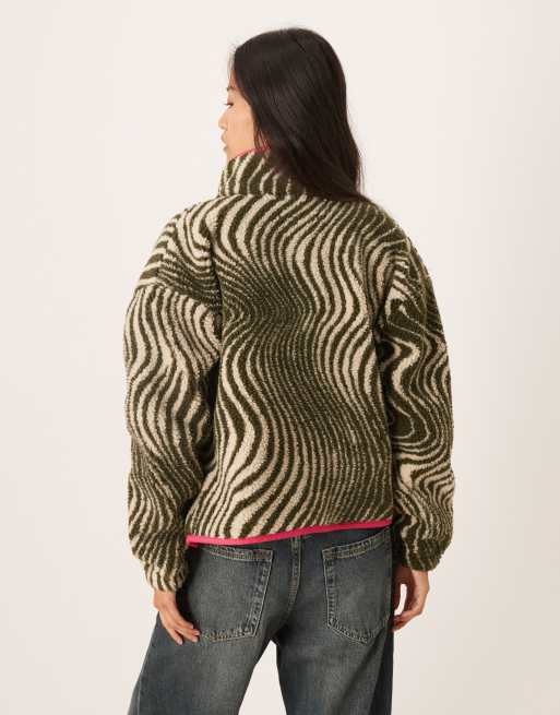 Barbour x ASOS Exclusive animal print fleece jumper in beige , 4 of 4
