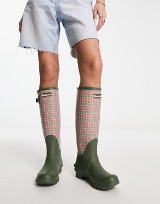Barbour x ASOS exclusive Bede tall wellington boots in green tartan
