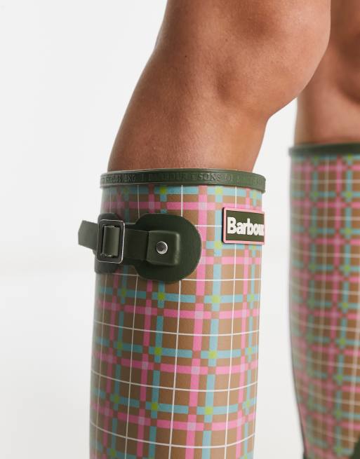 Barbour x ASOS exclusive Bede tall wellington boots in green tartan