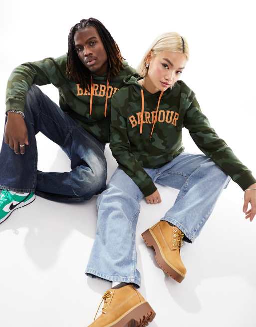 Barbour x ASOS Exclusive – Bluza z kapturem unisex ze wzorem moro z logo – tylko w ASOS