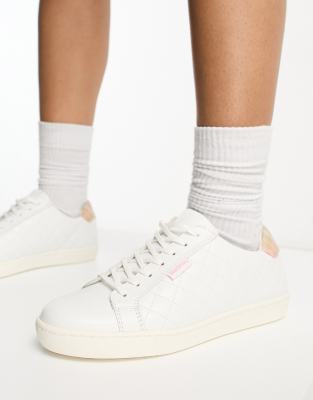 Barbour X Asos Exclusive Bridget Leather Quilted Sneakers In White