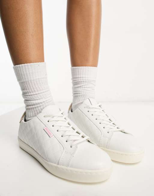 Barbour x ASOS exclusive Bridget leather quilted sneakers in white