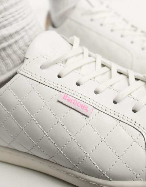 øverst lindre dagsorden Barbour x ASOS exclusive Bridget leather quilted sneakers in white | ASOS