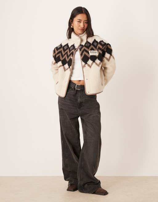 Barbour x ASOS exclusive fairisle print fleece in cream , 3 of 4