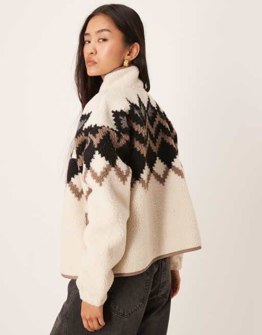 Barbour x ASOS exclusive fairisle print fleece in cream , 4 of 4