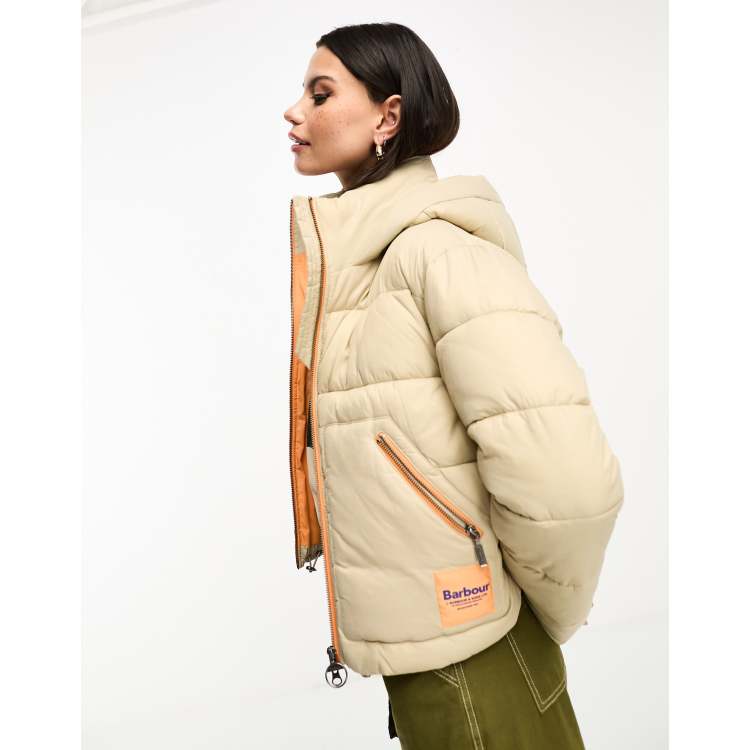 Barbour x ASOS exclusive hooded puffer coat in stone