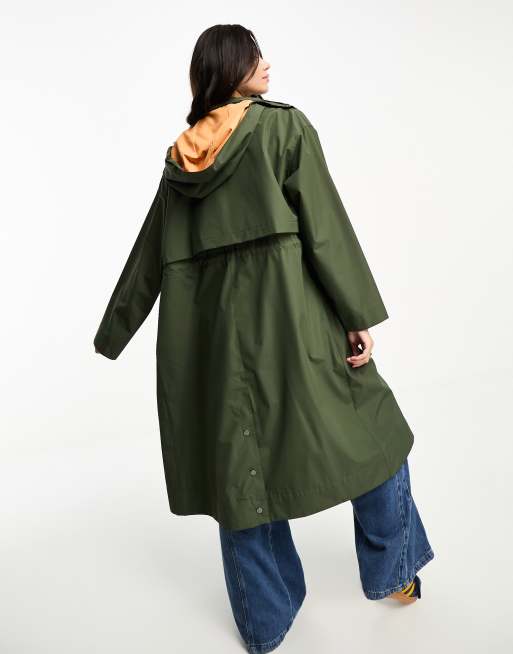 Barbour x ASOS exclusive hooded showerproof coat in olive