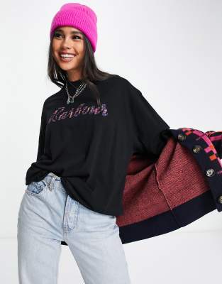 Barbour Barbour x ASOS exclusive logo tee in black