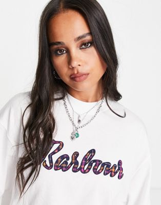 Barbour x ASOS exclusive logo tee in white