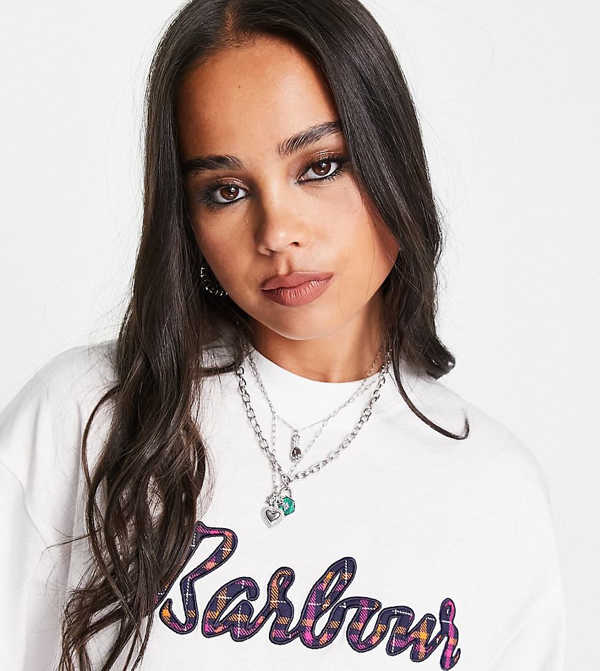 Barbour x ASOS exclusive logo tee in white