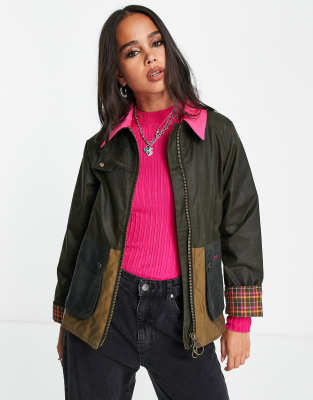 Barbour x ASOS exclusive Lorna patchwork wax jacket in archive olive