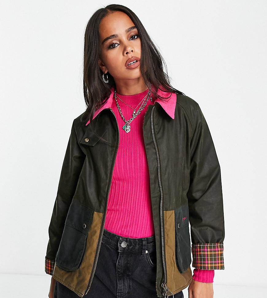 Barbour x ASOS exclusive Lorna patchwork wax jacket in archive olive-Green