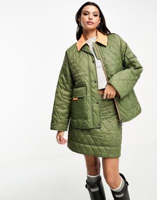 Barbour X Asos Exclusive Quilted Jacket In Olive-green