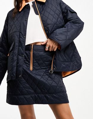 Barbour x ASOS exclusive quilted mini skirt in navy