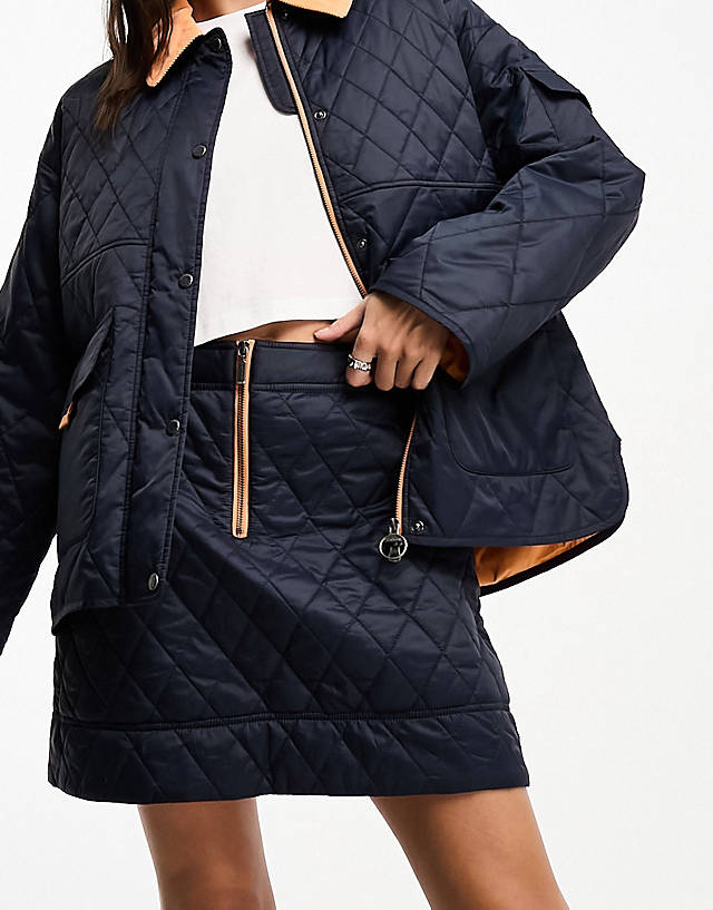 Barbour - x asos exclusive quilted mini skirt in navy