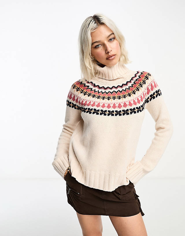 Barbour - x asos exclusive roll neck fairisle knit jumper in oat