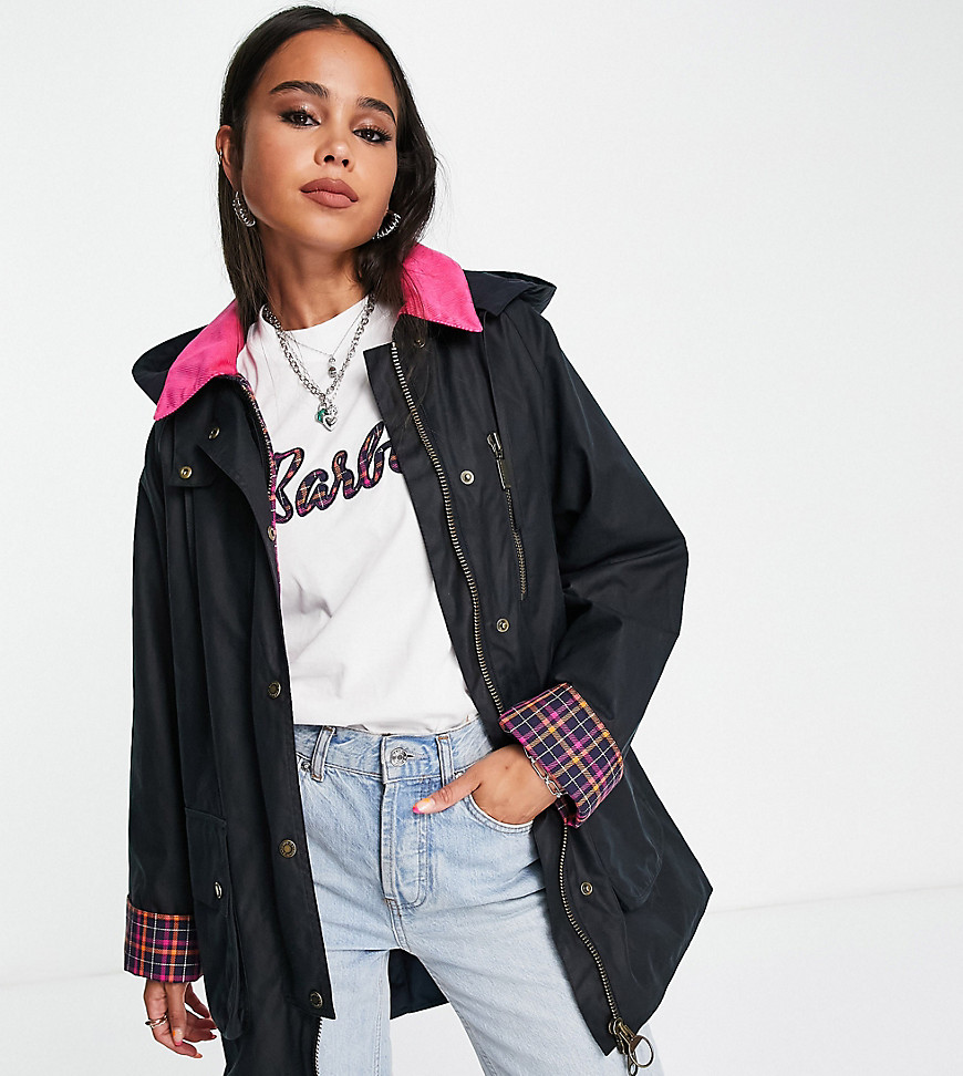 Barbour x ASOS exclusive Stephanie wax parka in navy