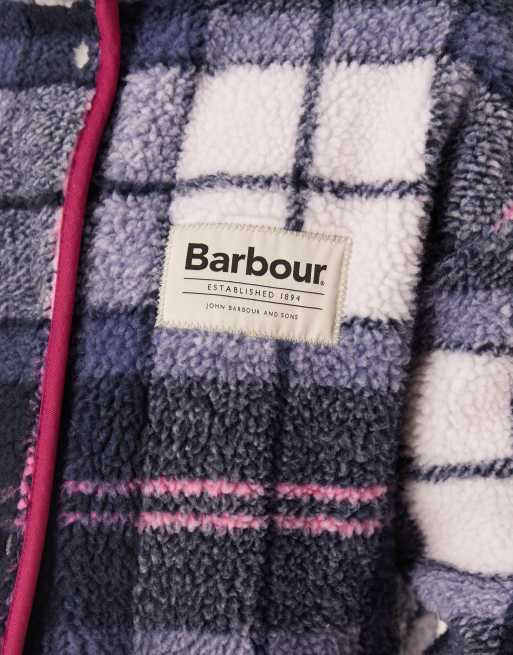 Barbour X ASOS exclusive tartan print fleece in pink/navy , 4 of 4