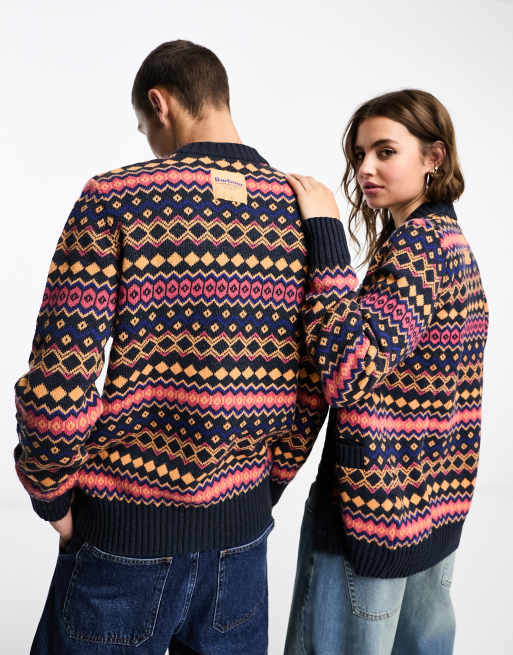 Barbour x ASOS Exclusive unisex Fair Isle cardigan in navy