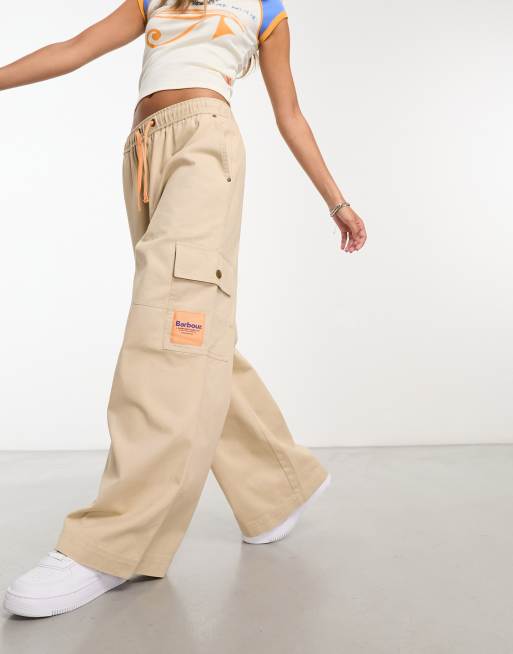 Barbour x ASOS exclusive wide leg cargo trousers in stone